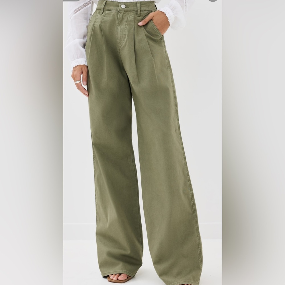 Olive Green Wide-Leg Pants